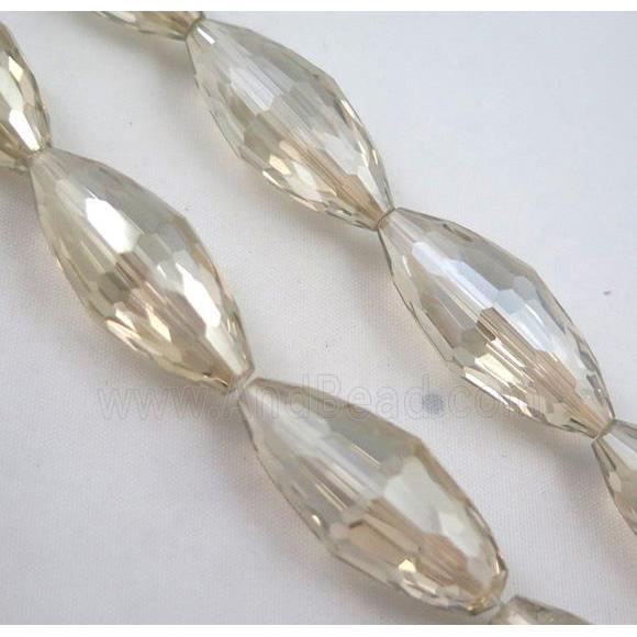Chinese crystal glass bead, faceted rice